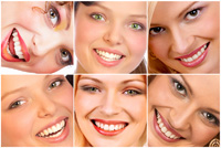 Collage of images of young women smiling