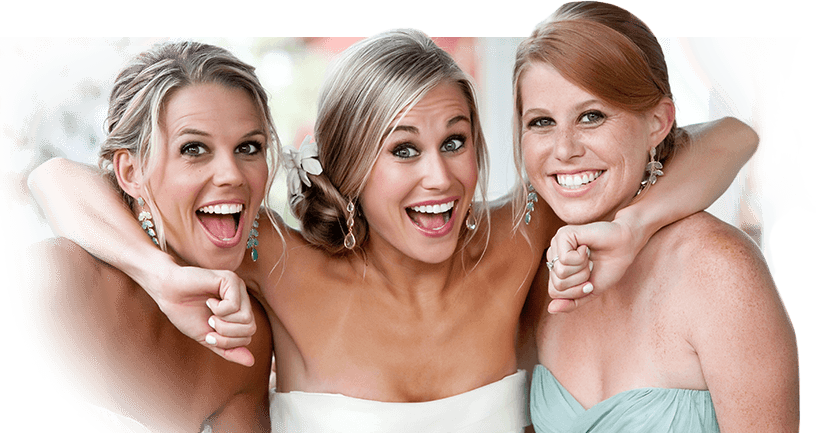 Three women grinning after visiting their North Dallas Texas dentist