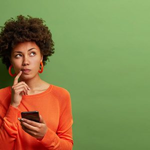 Lady thinks something over