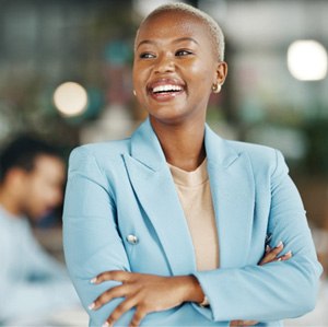 a smiling businesswoman