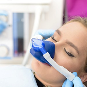 Woman being administered nitrous oxide sedation