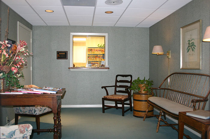 Reception area in dental office